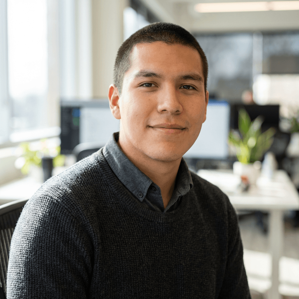 Joseph, founder of Joint Enterprise Systems Inc., in a focused, thoughtful pose