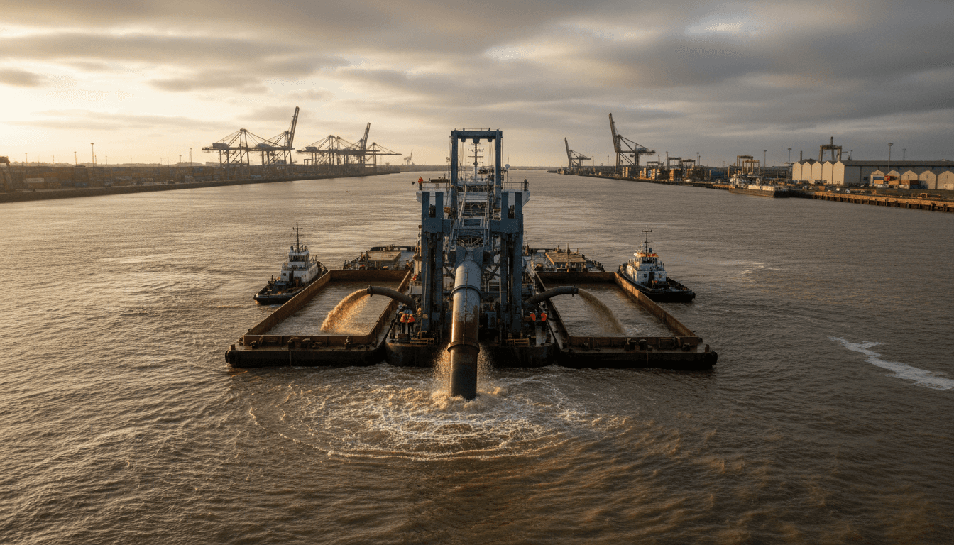 Autonomous underwater vehicle being lowered from a vessel into a river