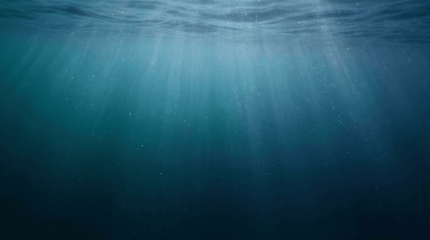 Autonomous underwater robot above hydrokinetic turbine in clear water